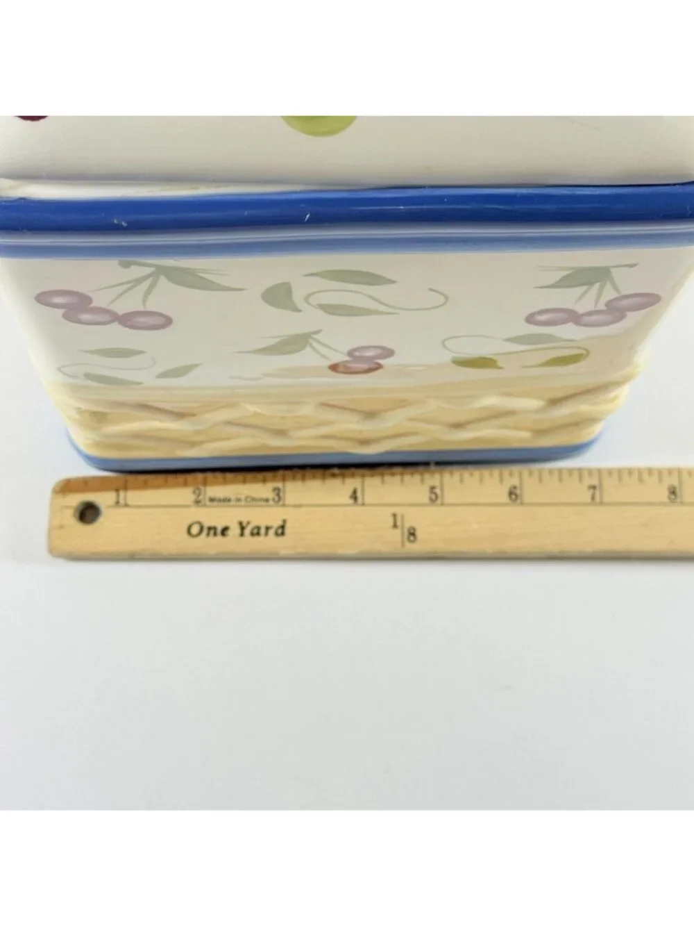 Inspirado StoneLite Cherry Canister Hand Painted Ceramic Kitchen Storage Jar Lid